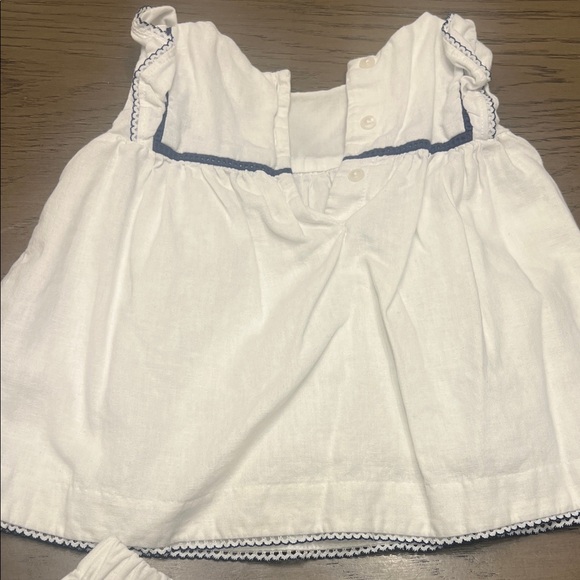 Janie and Jack White Baby Outfit with Blue Accents - Picture 3 of 4